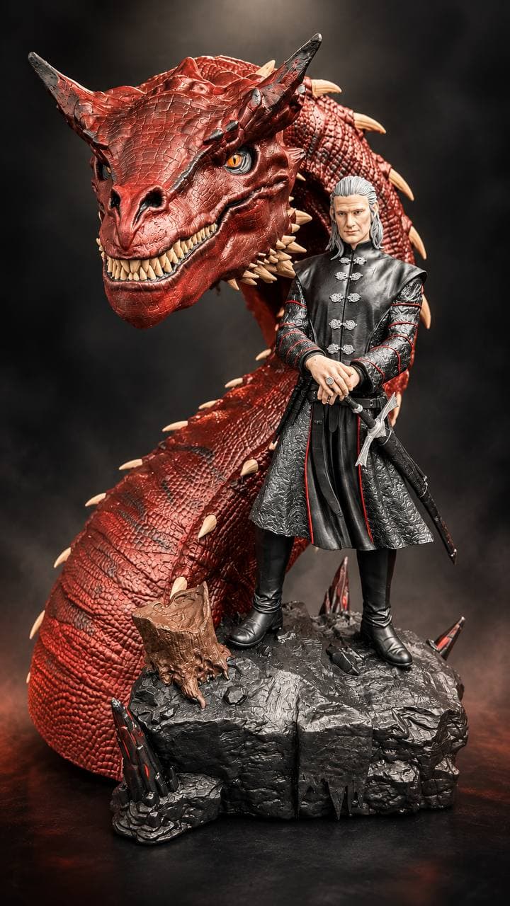 فیگور Daemon Targaryen(شاهزاده دیمون تارگرین) و کراکسس (Caraxes) - House of the Dragon